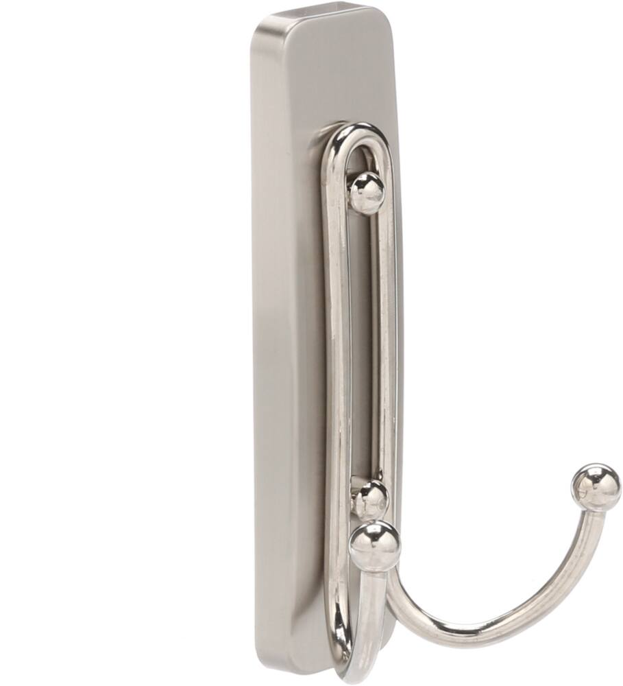 3M Command Large Bathroom Double Hook, Satin Nickel