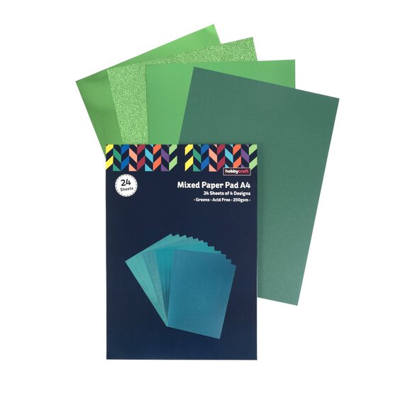 Mixed Green Paper Pad A4 24 Sheets