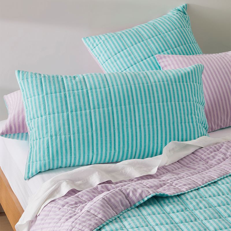 Carrie Aquamarine Stripe Quilted Pillowcases