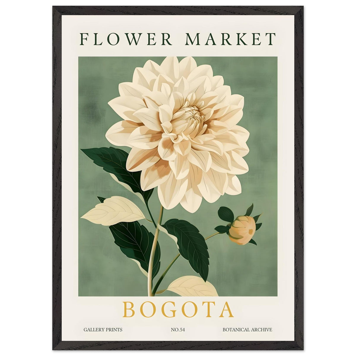 Artfulprints Poster met Lijst Flower market - Bogota  - 50x70 cm - Groen