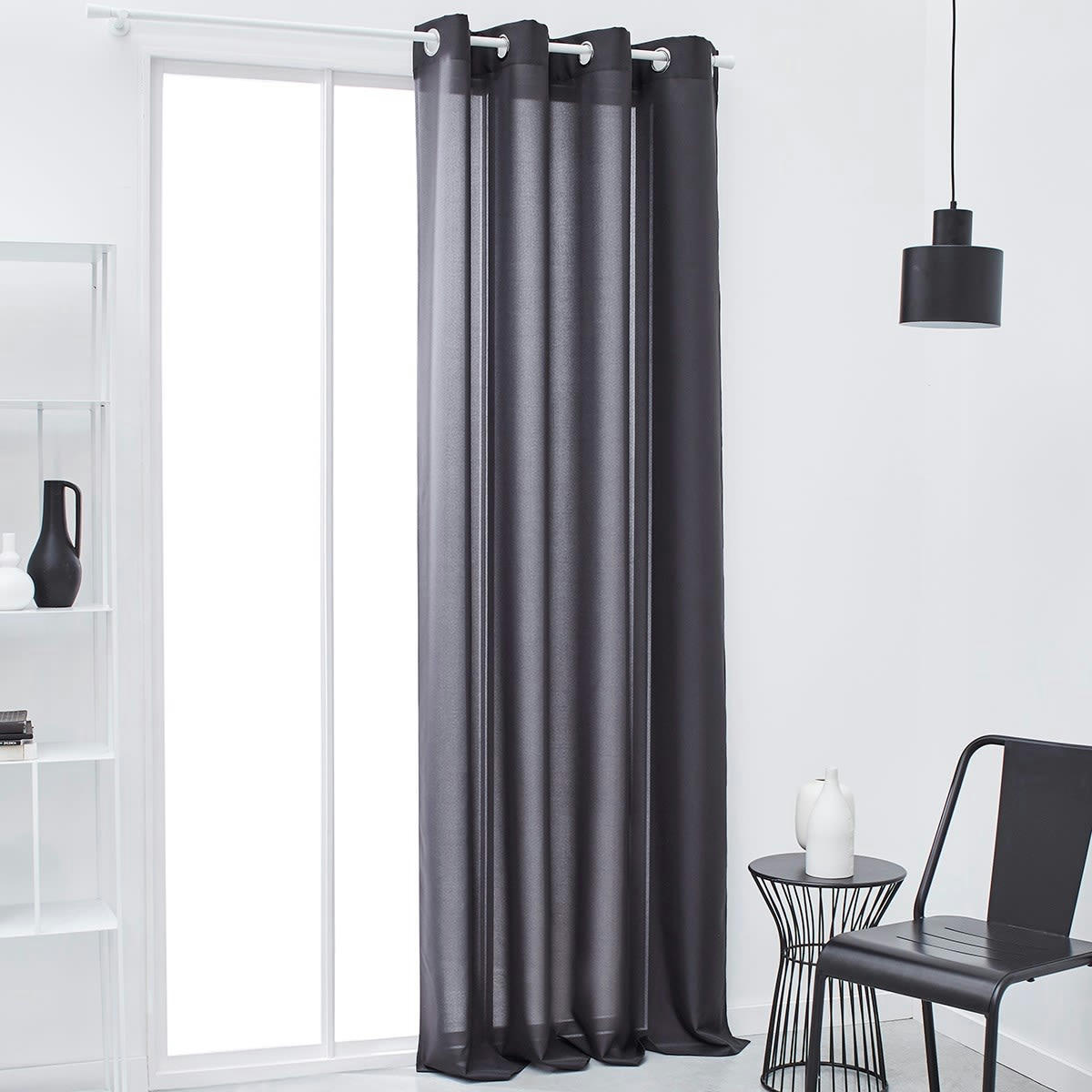 CORTINA MEVAK - Rideau en Polyester Gris anthracite 140x240 cm