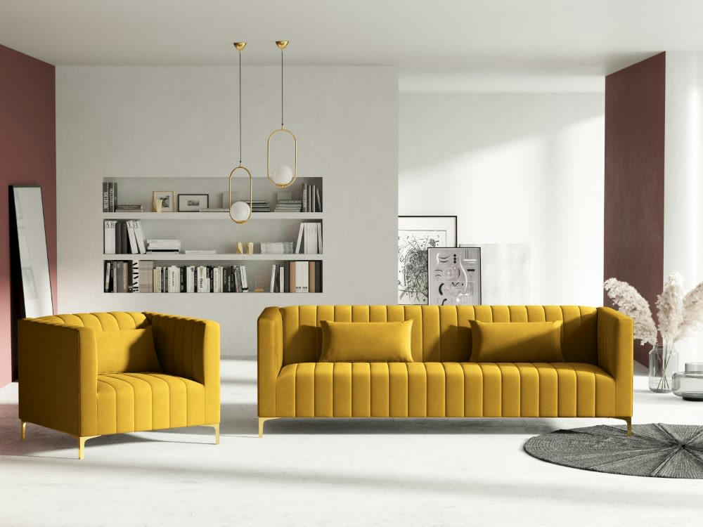 ANNITE - Fauteuil en velours jaune