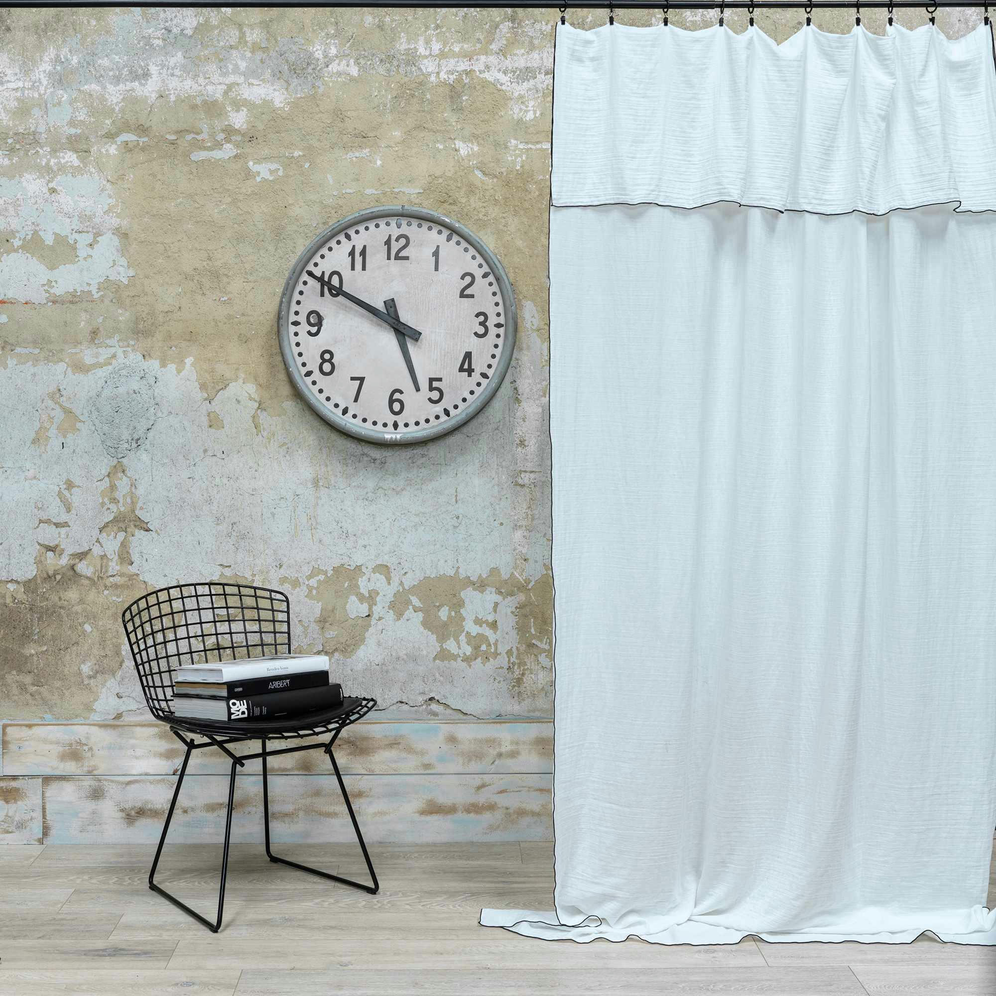 GAZE DE COTON - Rideau gaze de coton bourdon noir 140X270 CM