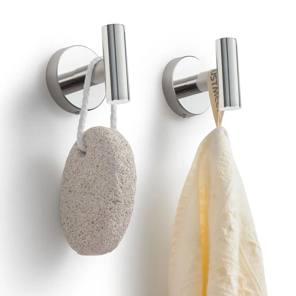 VDN Stainless Handdoekhaakjes chroom - Ophanghaakjes - 2 Stuks