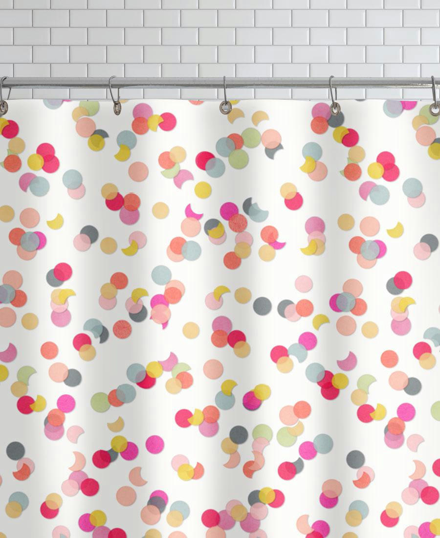 CONFETTI MIX PINK - Rideau de douche en polyester en multicolore 150x200