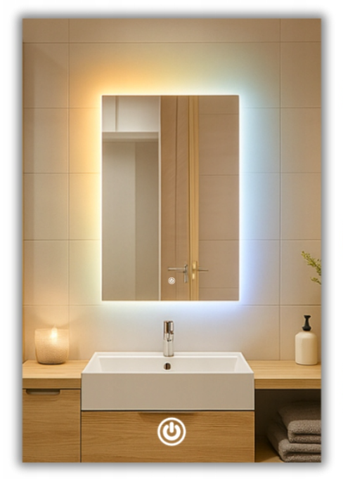 Lustro Led 50x60 Cob 608 Diod/M ~ 3 Barwy ~ Ledowe Podświetlane   Włącznik