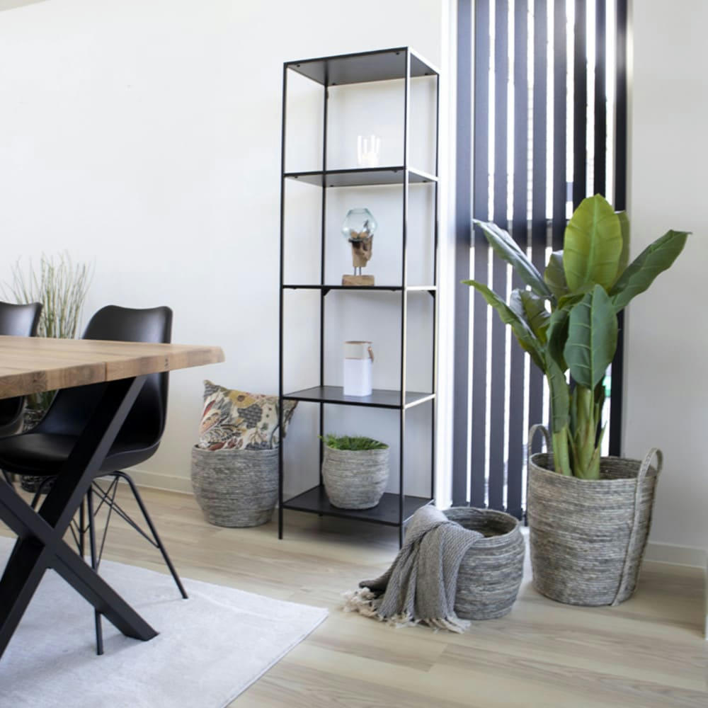 VITA - Etagère en bois et métal 51x170cm noir