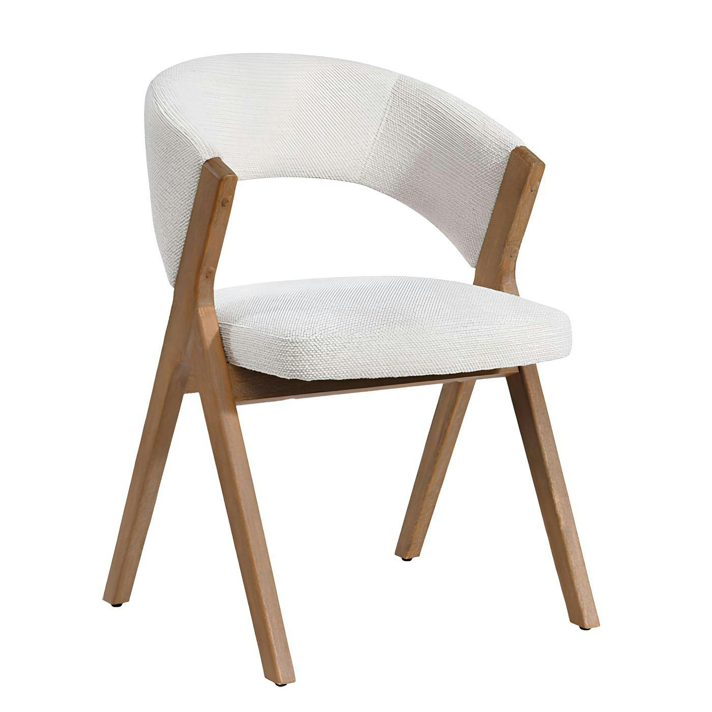 Chaise écrue bois et tissu, forme ronde (lot de 2) AGADE