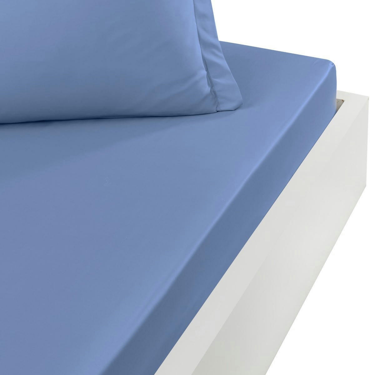 SOFT PERCALE - Drap housse en percale de coton Cobalt 90x200 cm
