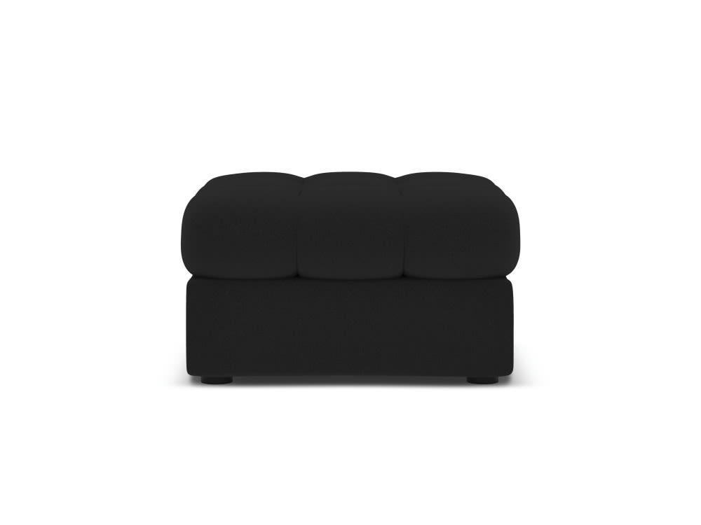JUSTIN - Pouf en tissu structuré noir