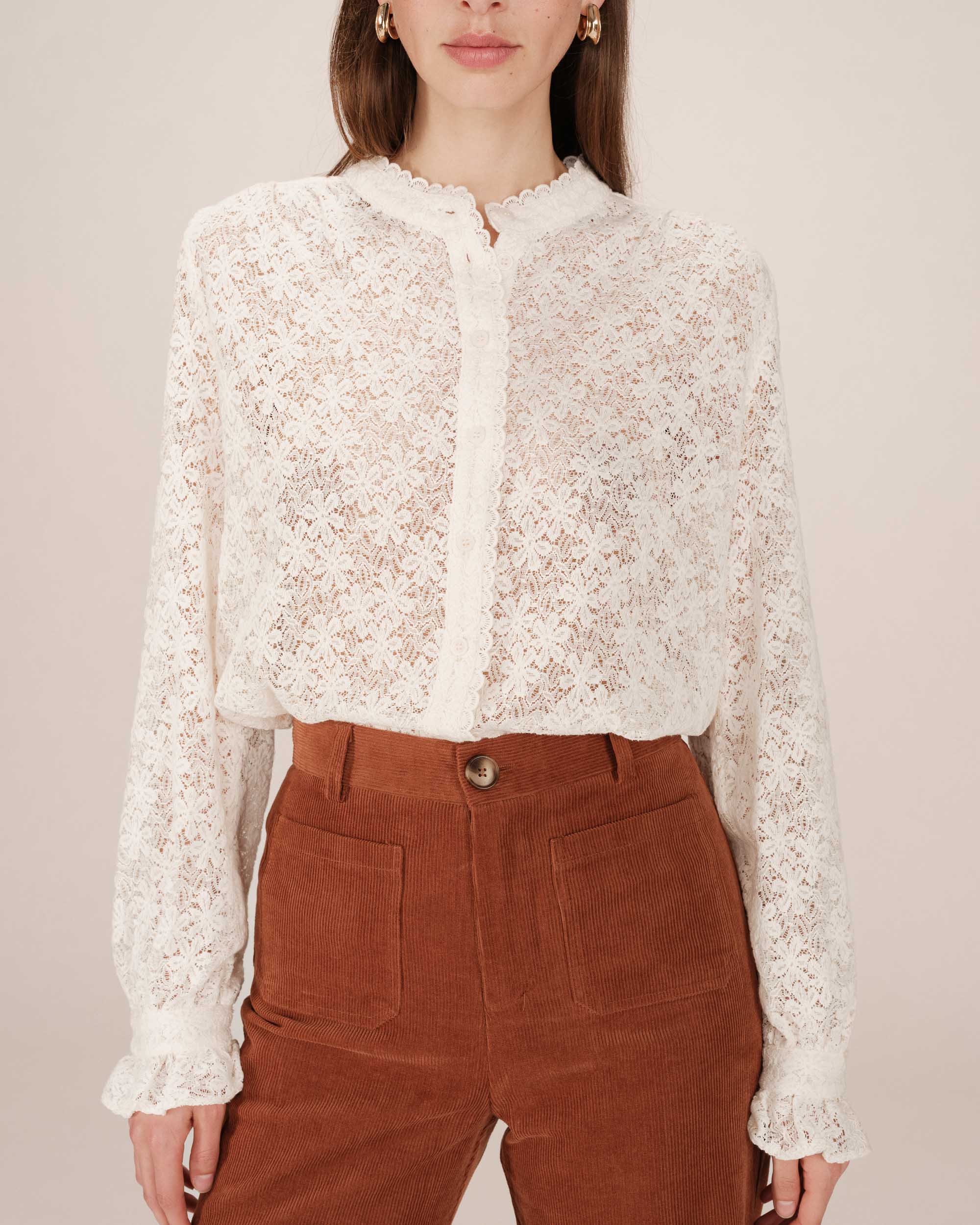 Blouse en dentelle ecru Swing