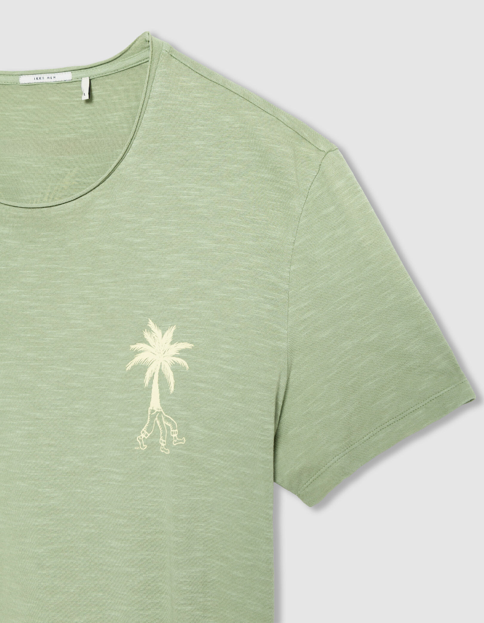 T-shirt col rond vert coton bio visuel palmier Homme