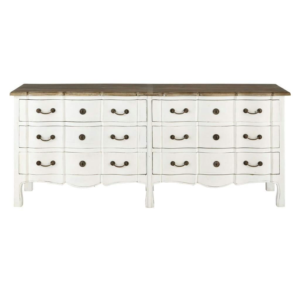 Versailles - Commode double 6 tiroirs blanche