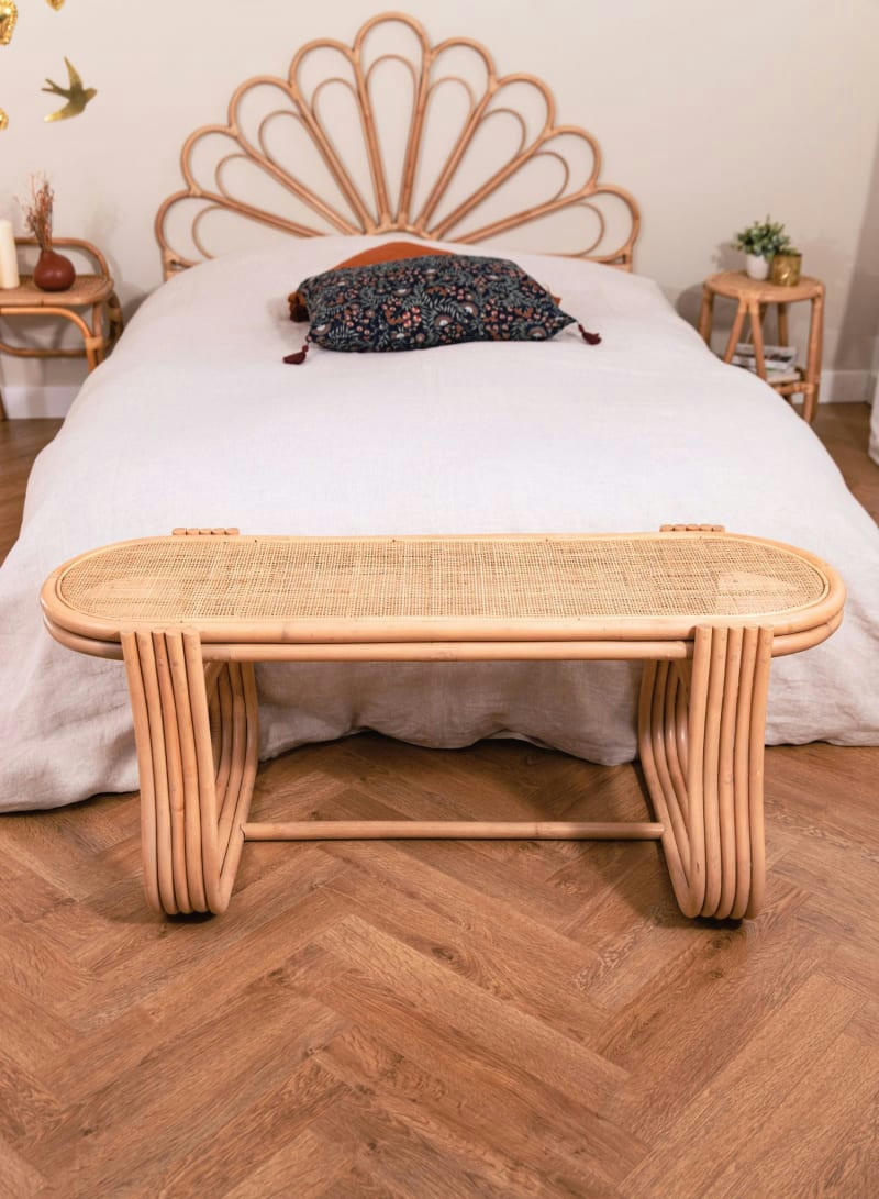 GILI - Banc rotin et cannage 120CM