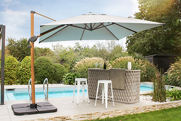 Parasol déporté Sevilla aluminium bois 2,5 x 2,5 m DCB Garden