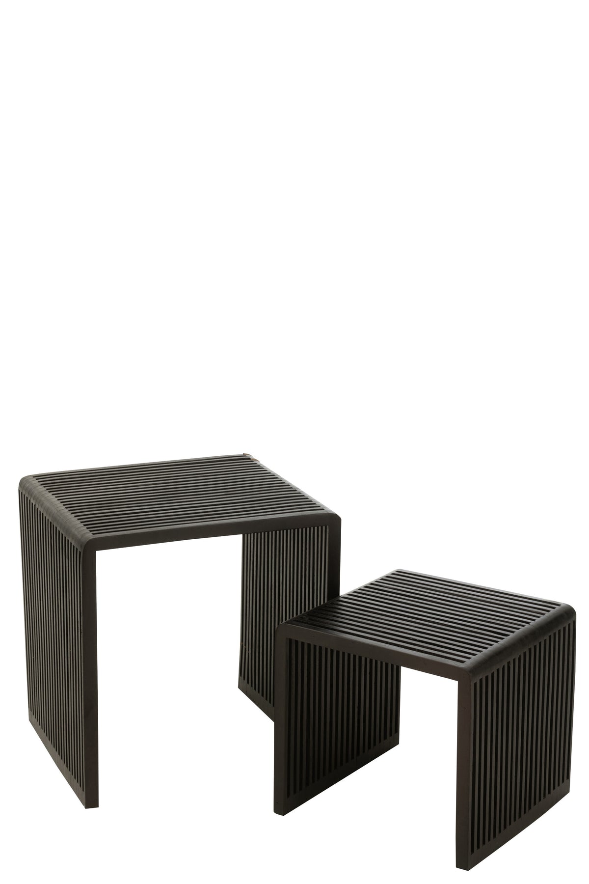 J-Line bijzettafel Kubus - hout - zwart - set van 2