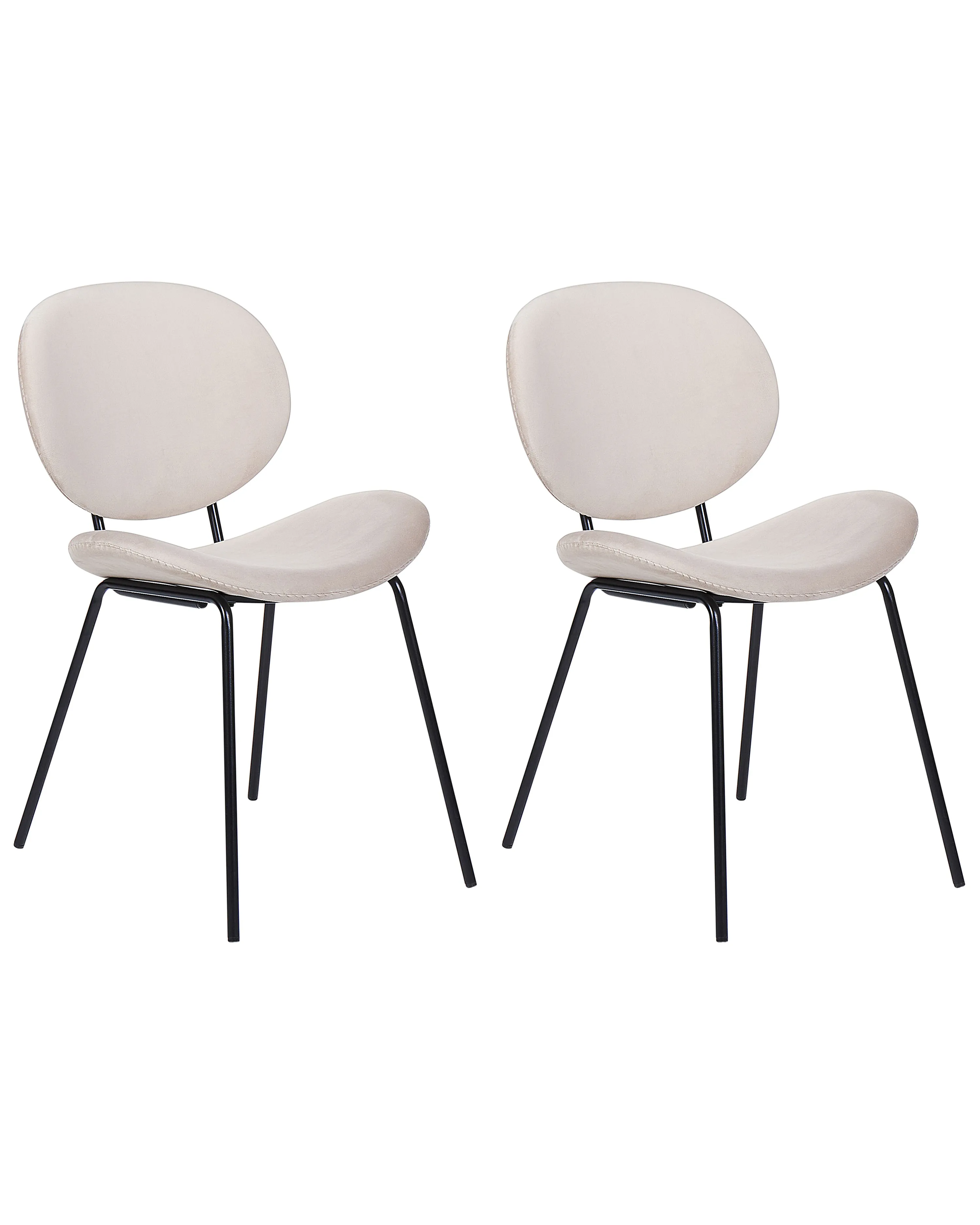 Set of 2 Dining Chairs LUANA Velvet Light Beige