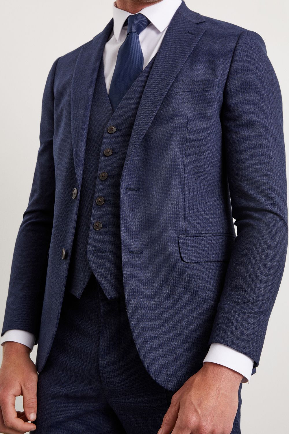 Burton Navy Marl Skinny Fit Suit Jacket