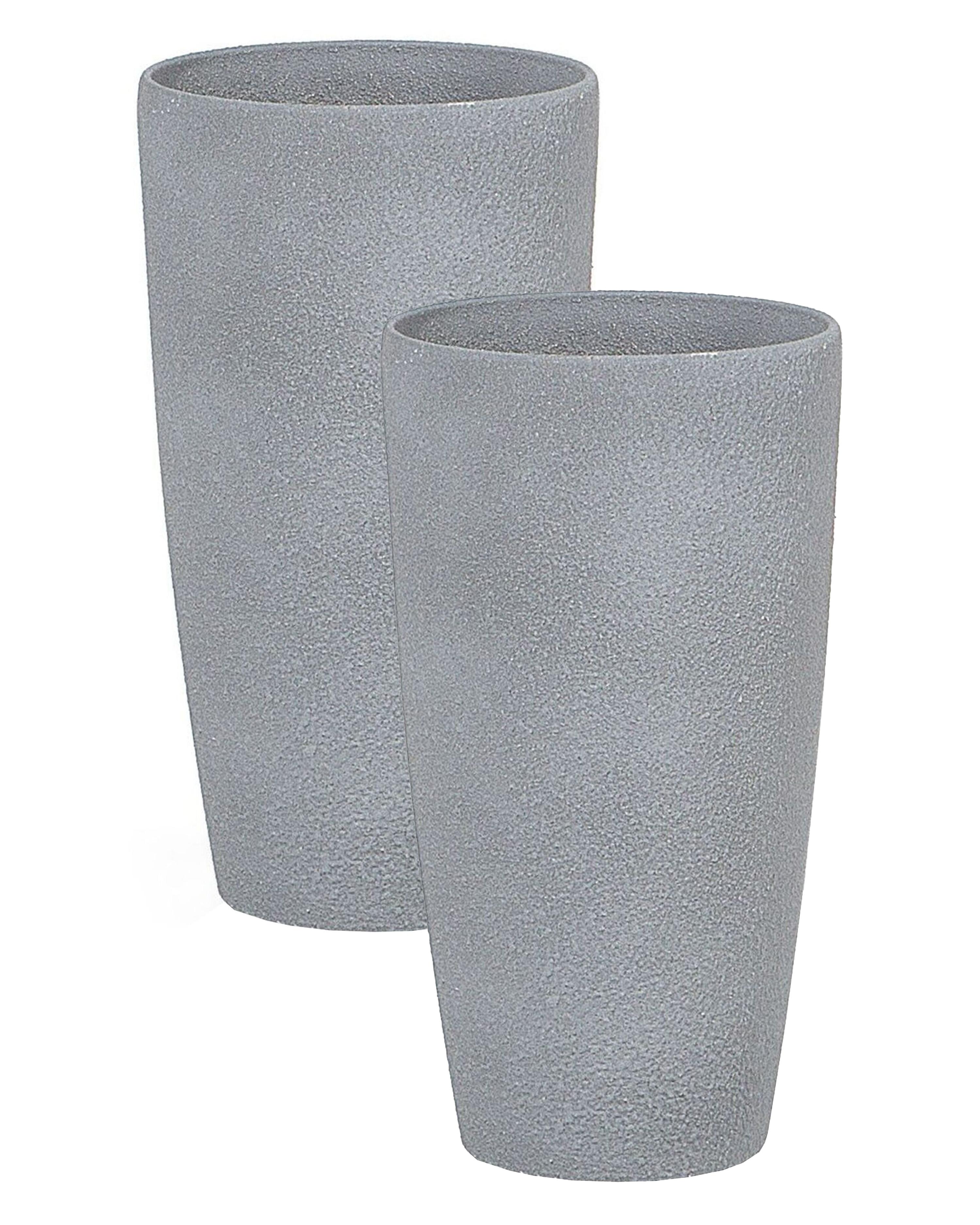 Set of 2 Plant Pots ABDERA 23 cm Grey