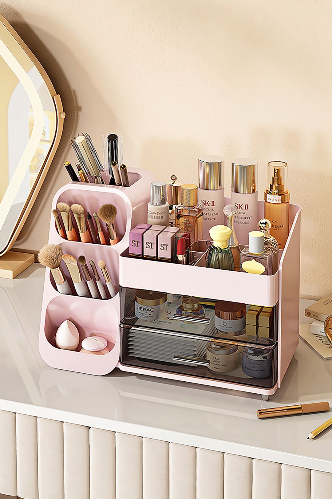 SHEONLY Modern Multi-Compartment Cosmetic Storage Organiser with Drawers