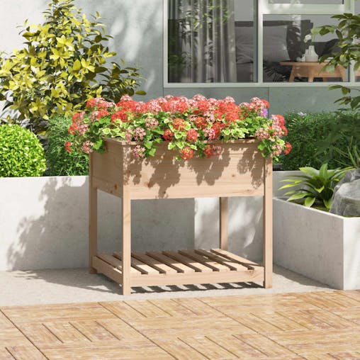 NNEVL Planter with Shelf 82.5x82.5x81 cm Solid Wood Pine