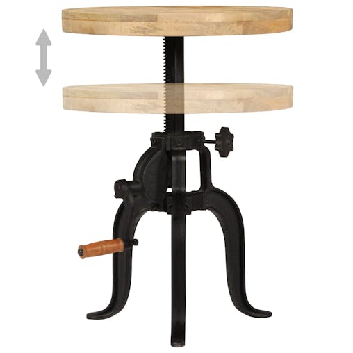NNEVL Side Table 45x(45-62) cm Solid Mango Wood and Cast Iron