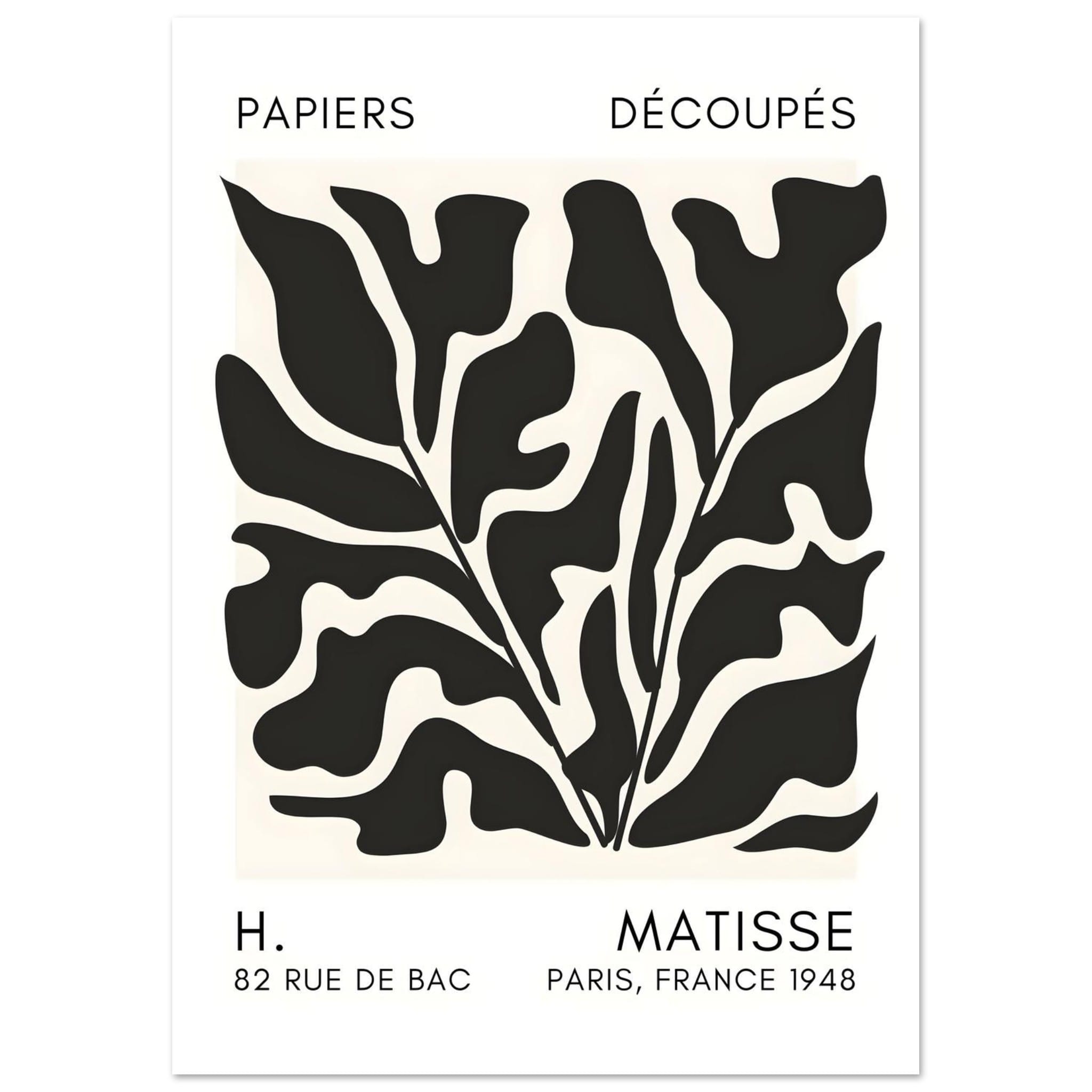 Artfulprints Poster Matisse – Seabed shapes black  - A4 21x29.7 cm - Zwart