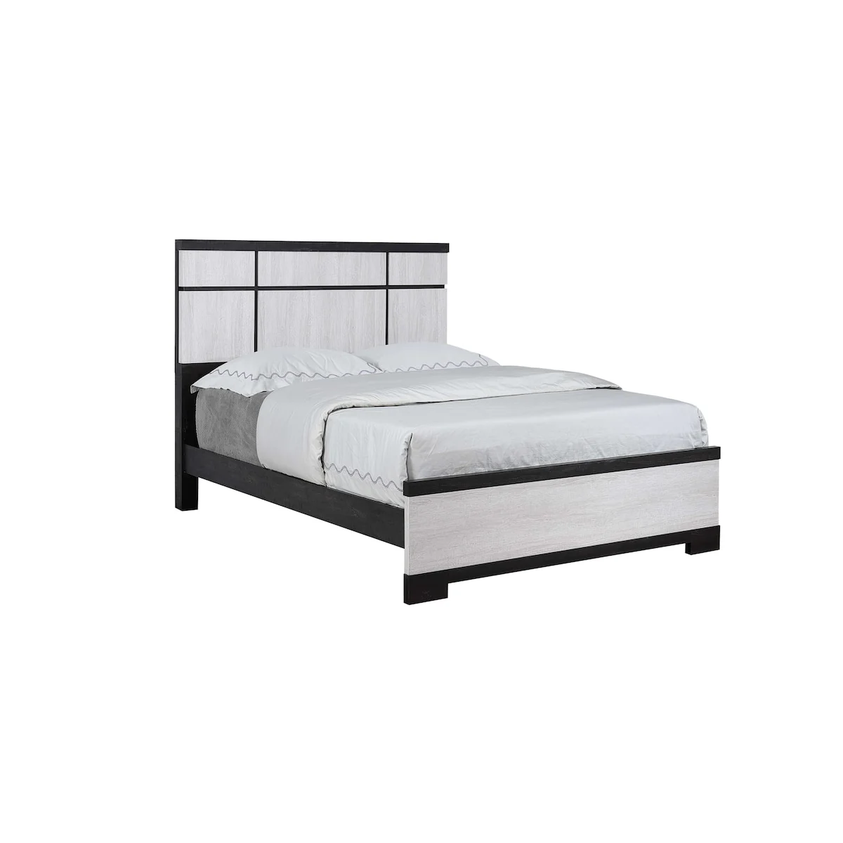 Felicia 5 Piece White Black Panel Bedroom Set