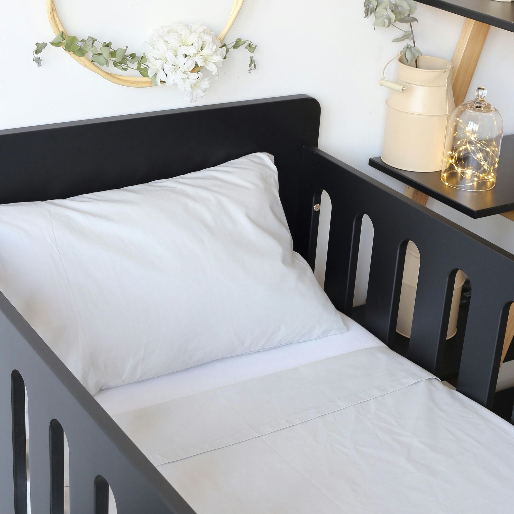 - Taie d'oreiller lit bébé en coton bébé 40x60 cm Gris