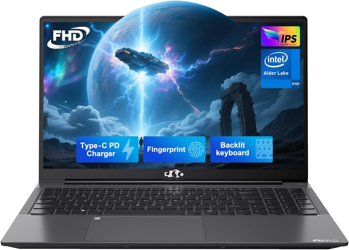 NIMO 15.6 IPS FHD-Laptop  Pentium Quad Core N100 4GB RAM 128GB SSD (Beat i3-1115G4  Up to 3.4GHz) Computer with Backlit Keyboard Fingerprint Type-C WiFi 6 BT5.2  for Student and Home