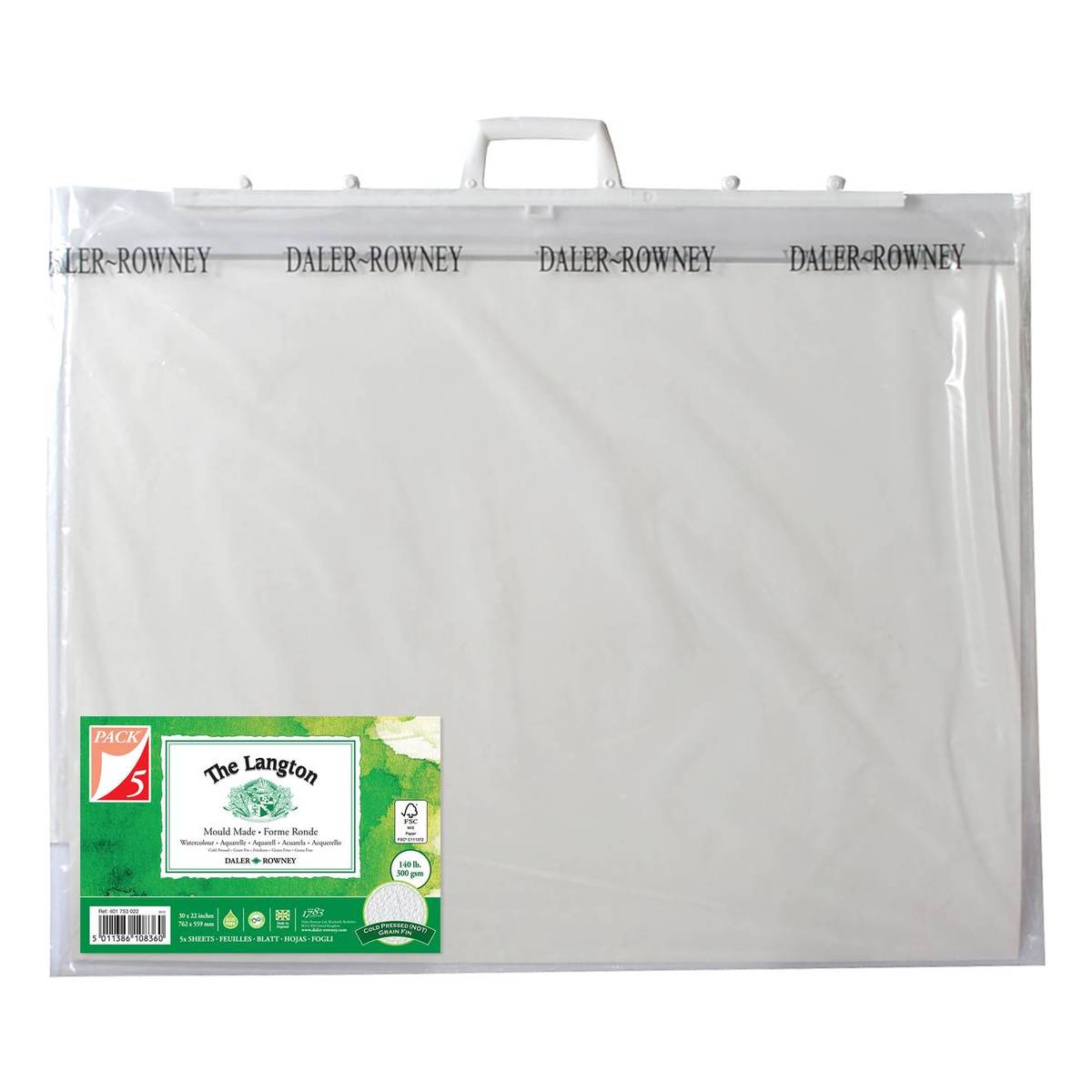 Daler-Rowney Carry Bag and The Langton Rough Watercolour Paper 55.9cm x 76.2cm 5 Pack