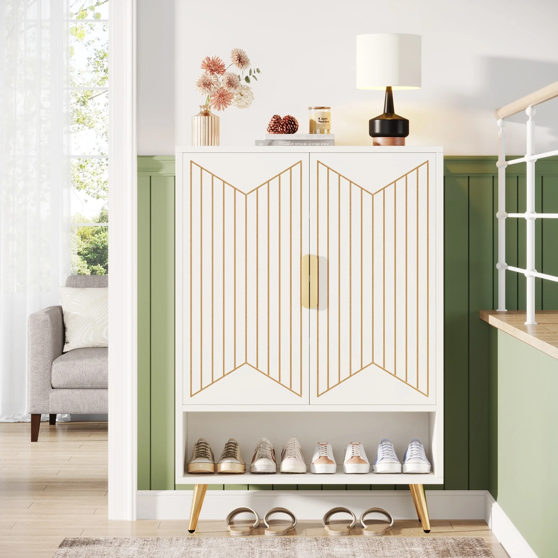 Shoe Cabinet with Doors, 25 Pair Shoe Storage Cabinet with Adjustable Shelves