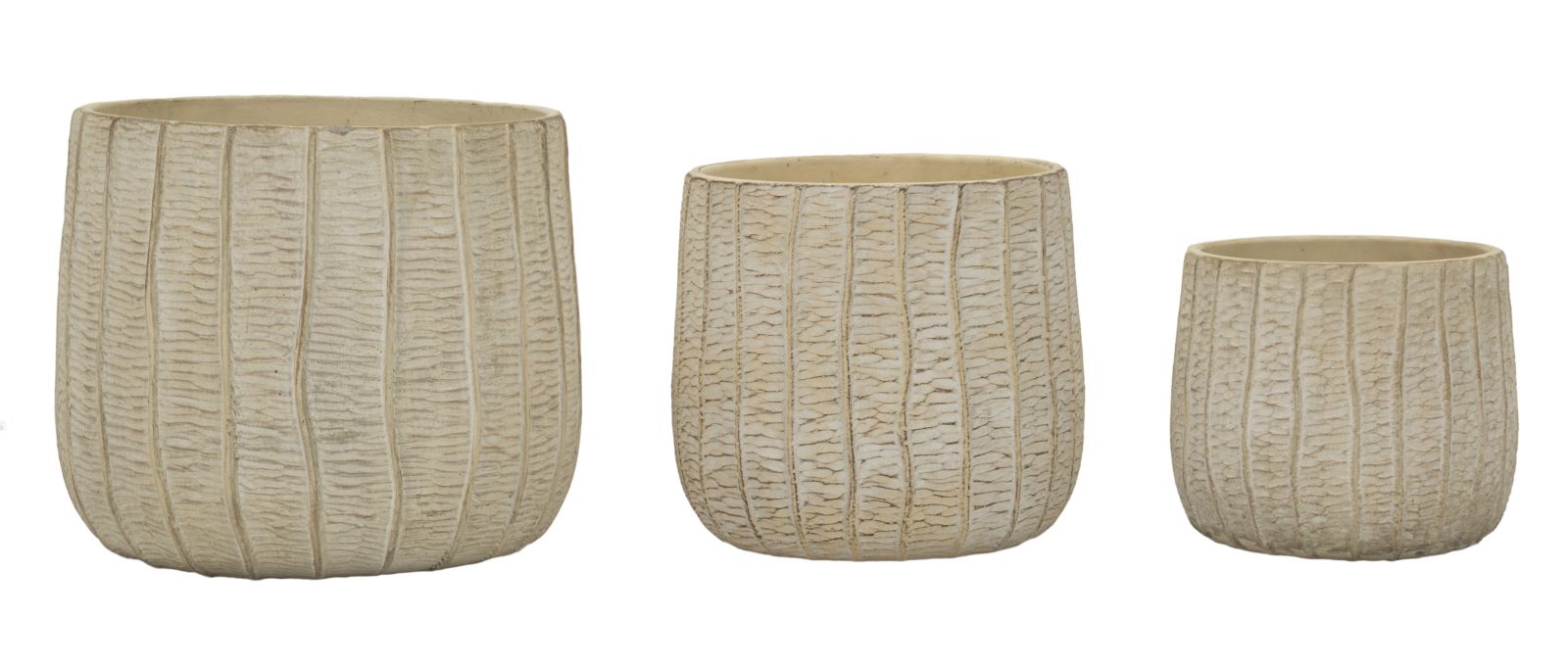 Crèmekleurige keramische vazen set van 3 stuks cm 30,5x27-25x22,2-19,5