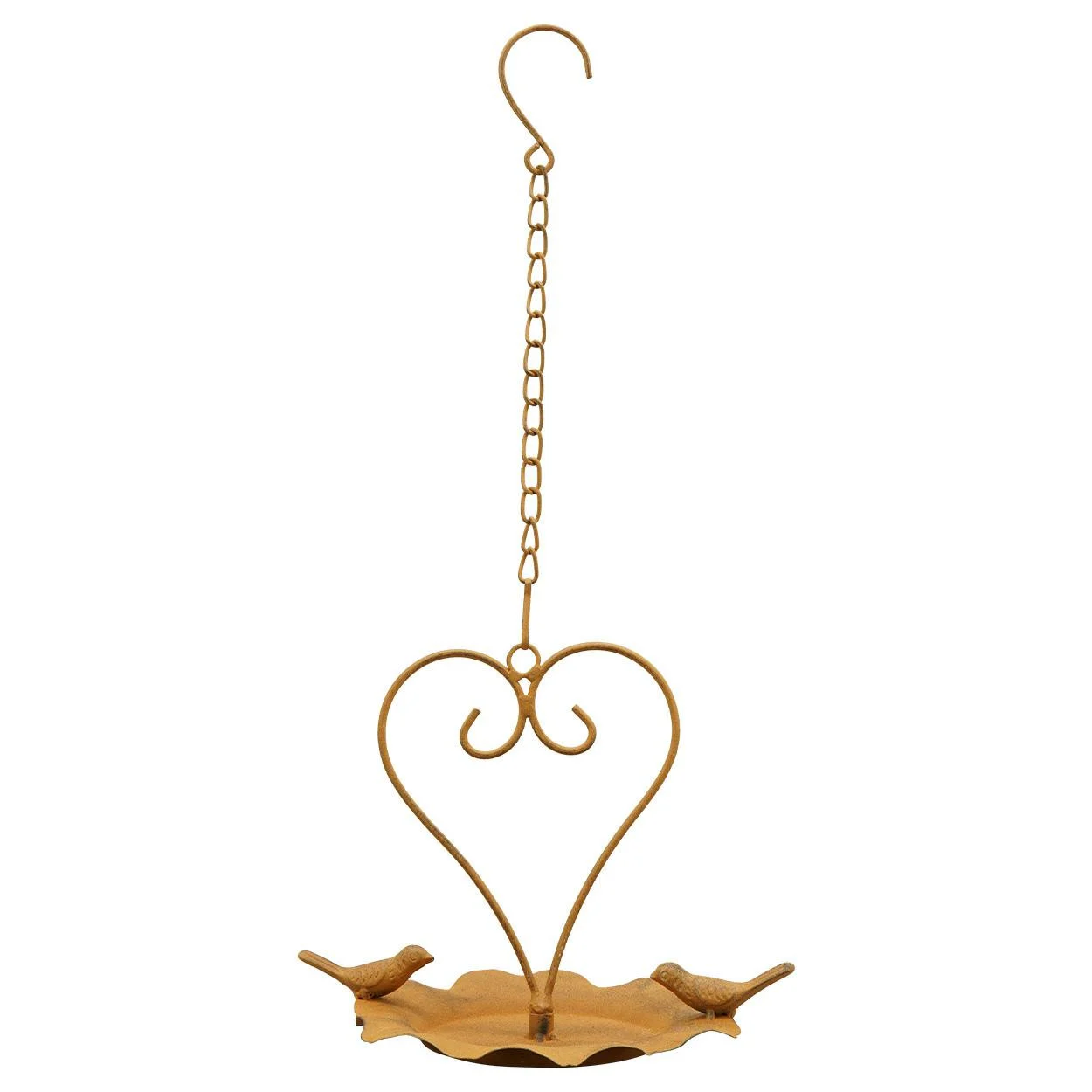 Wiszące poidełko dla ptaków metalowe serce z ptaszkami vintage 46 cm
