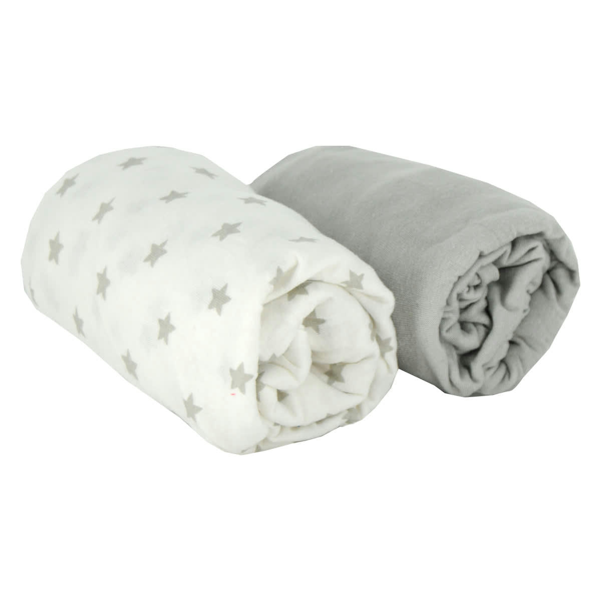 - Lot de 2 draps housses bébé en coton gris 60x120 cm