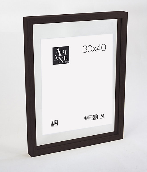 Cadre photo en bois noir, double verre 30 x 40 Ariane, Duali
