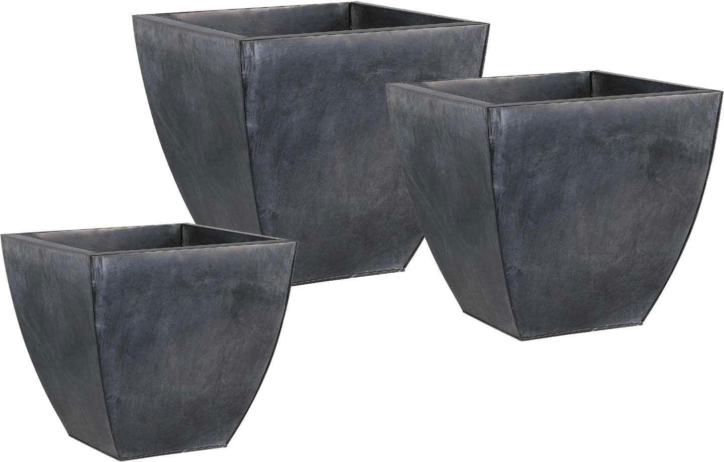 - Cache pot en zinc noir (lot de 3)