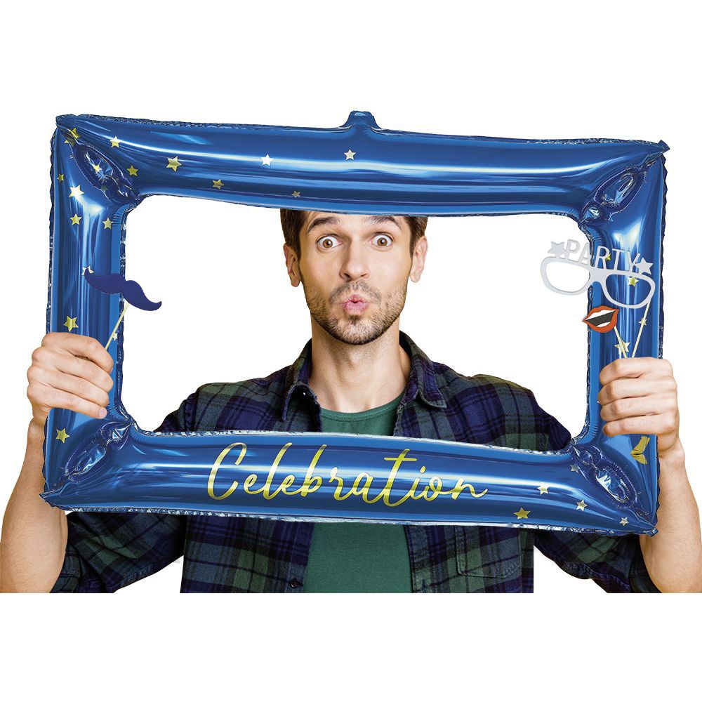 Ballon alu forme cadre photo avec accessoires photobooth 10 personnes