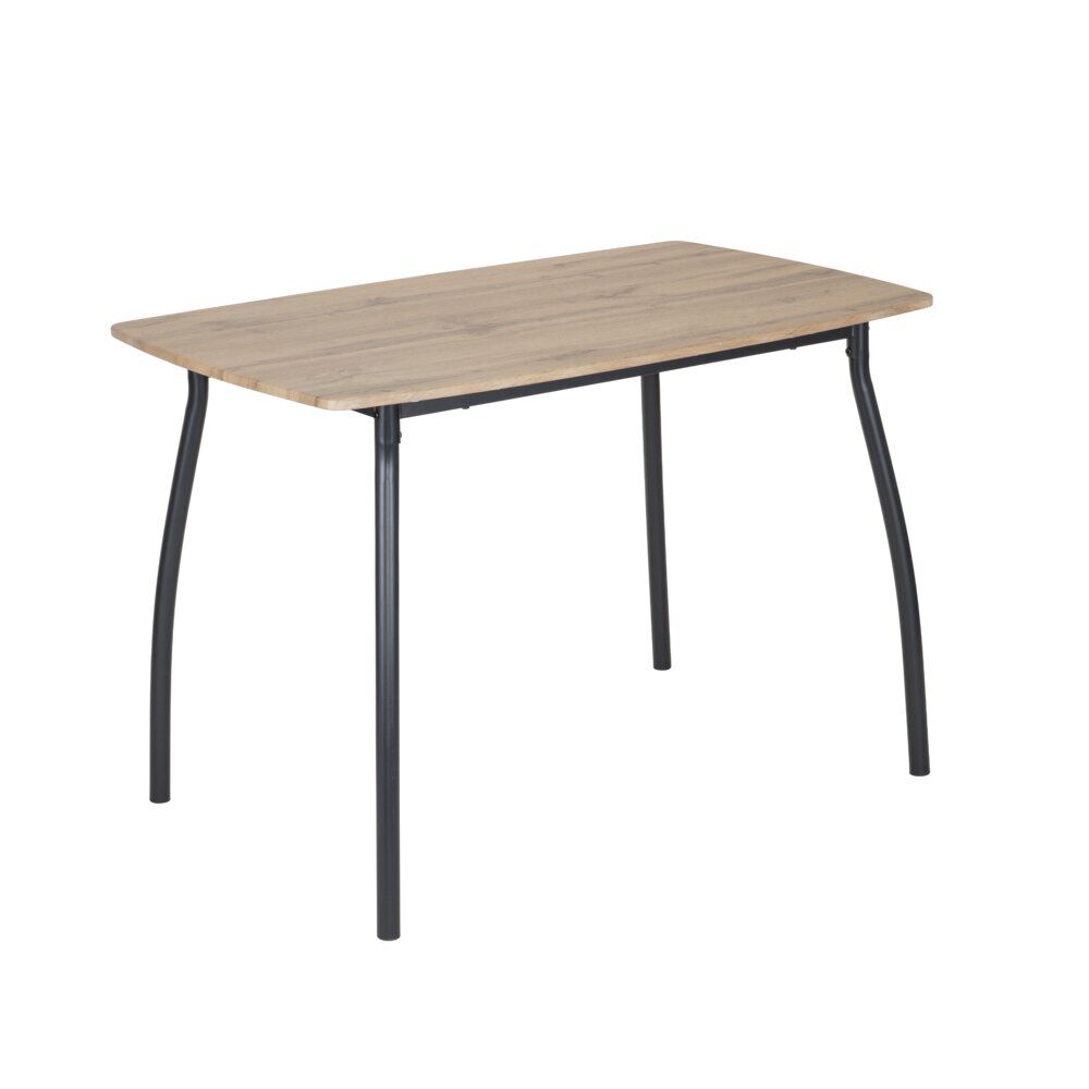 Table avec 4 chaises Luffi métal noir et bois marron 100x70xH75cm