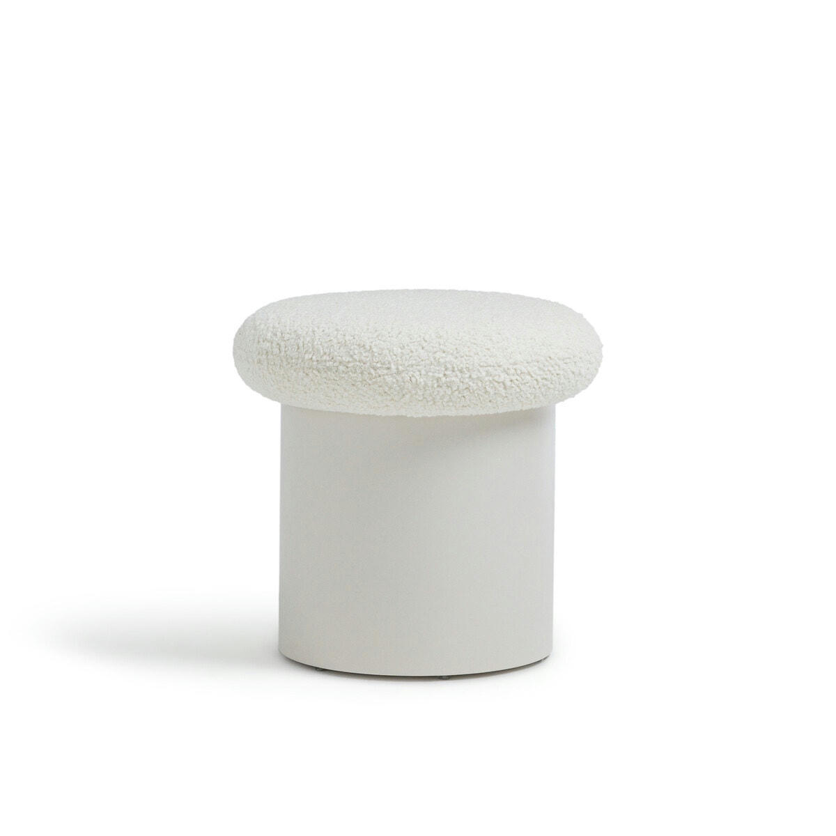 Pouf métal acier et bouclette avec coffre, Ludik