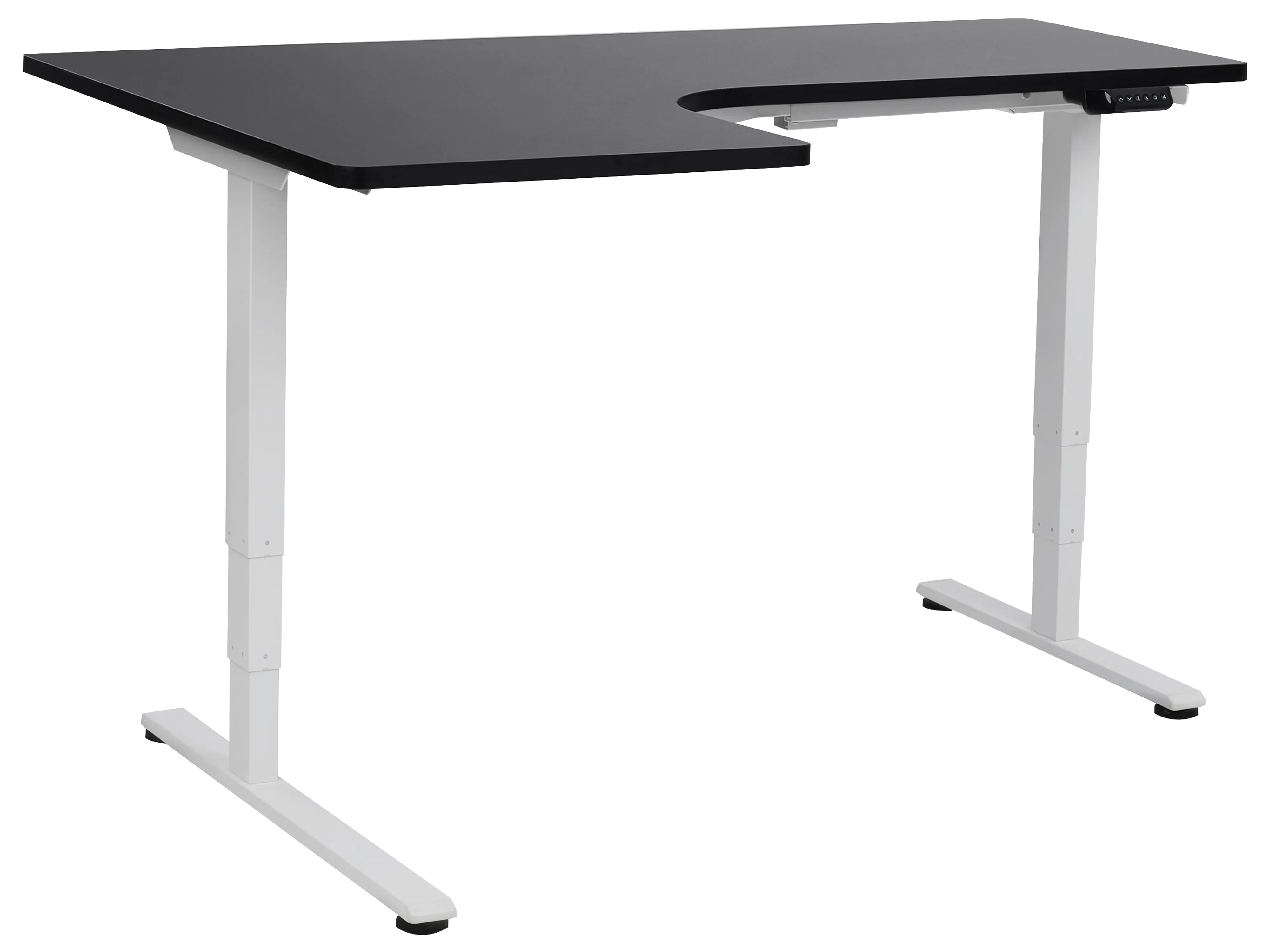 Electric Adjustable Corner Desk DESTINES Black/ White 160 cm 109 cm Left Hand