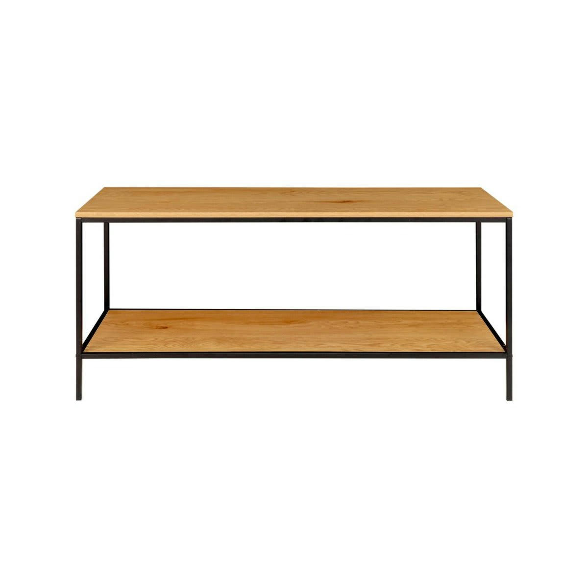 YOCK - Meuble TV minimaliste effet bois et métal noir 100cm naturel