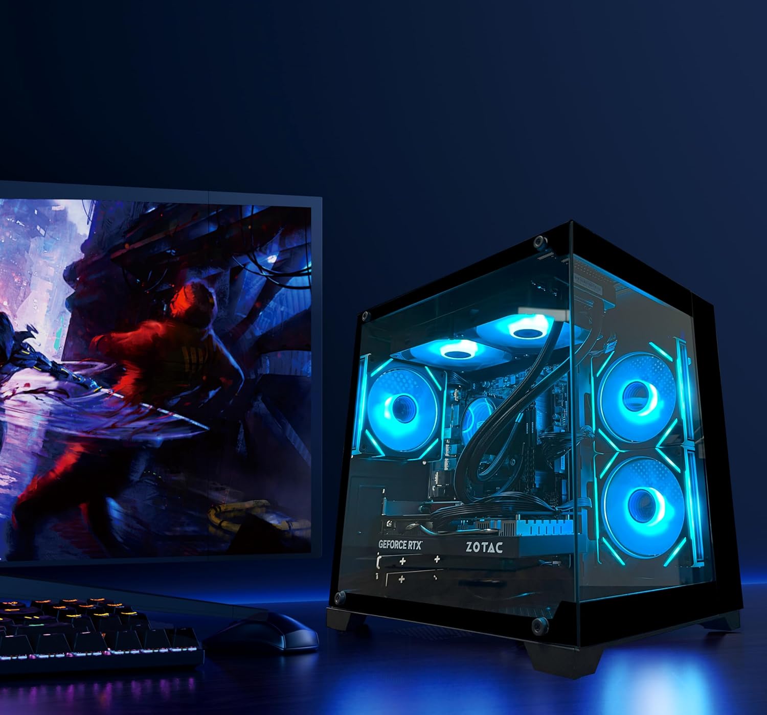 Gaming PC Desktop Computer  Ryzen 7 5700X RTX 5060 32GB DDR4 RAM and 1TB M.2 NVMe SSD  240 Liquid Cooler  ARGB Fans Game Design Office