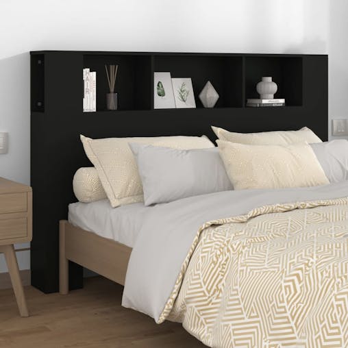 NNEVL Headboard Cabinet Black 160x18.5x104.5 cm