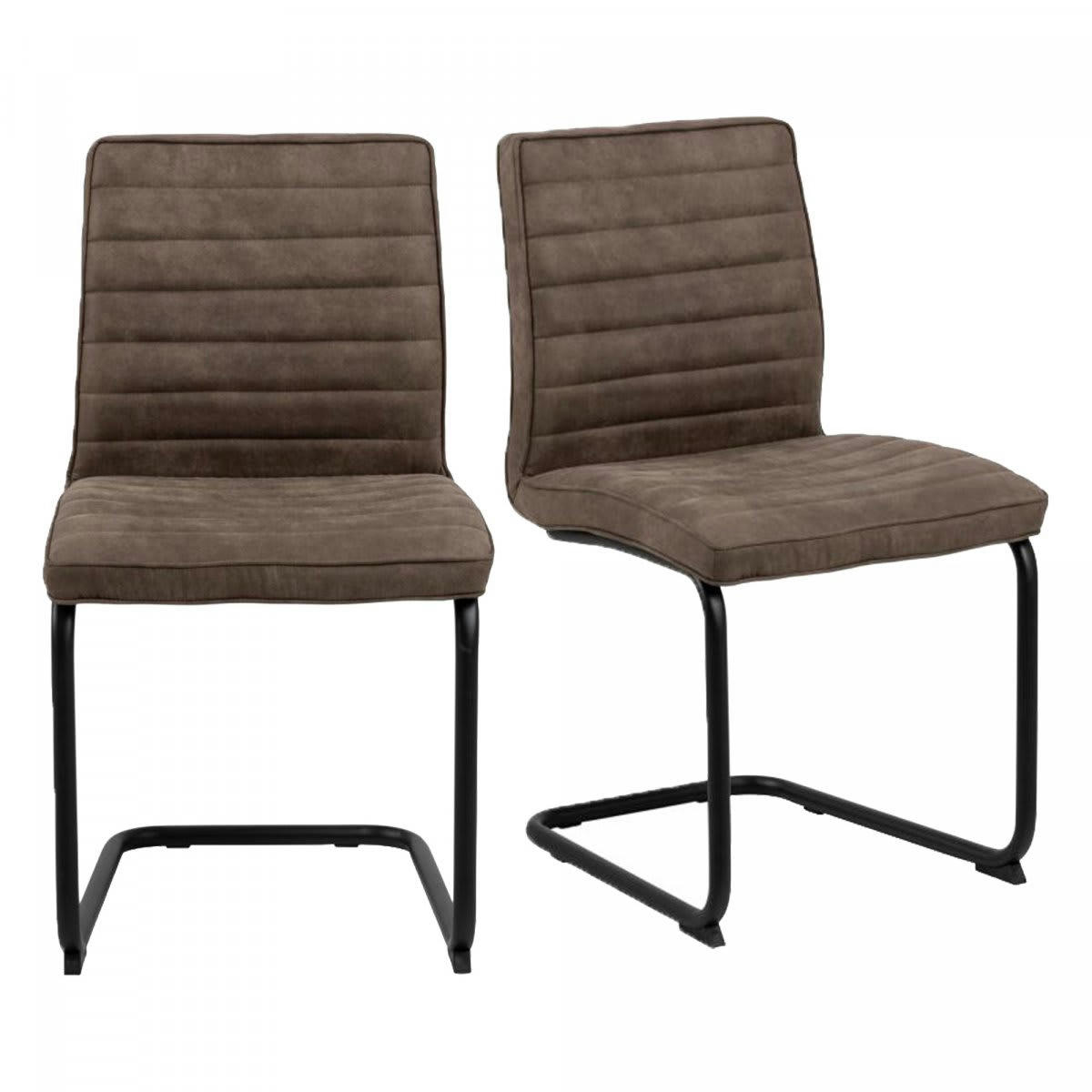 GLOW - Lot de 2 chaises en simili et métal noir marron