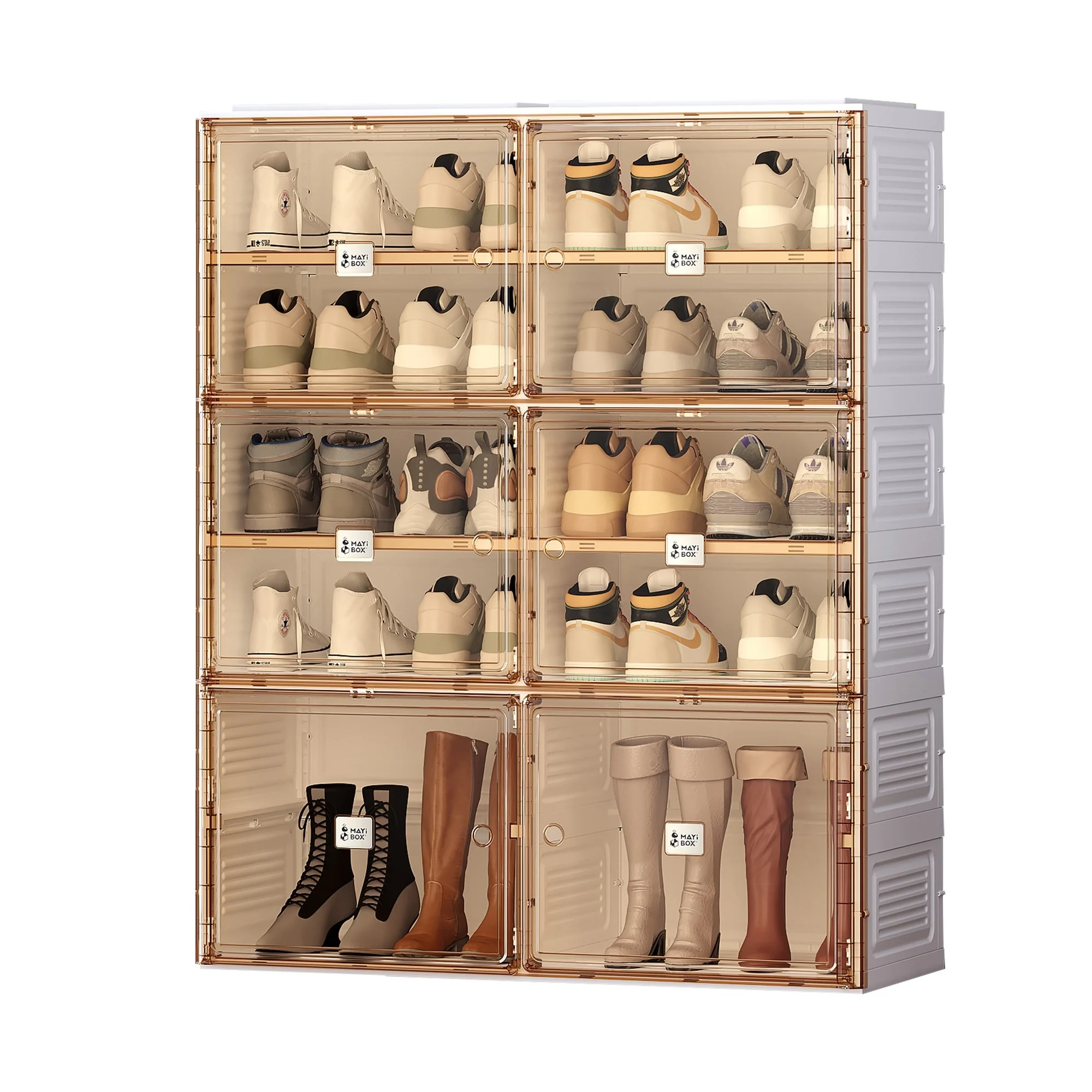Stackable Storage Organizer Cabinet with Doors and Shelves
