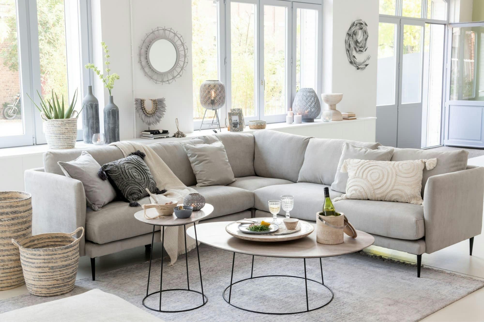 PEARL - Table basse ovale en bois et métal