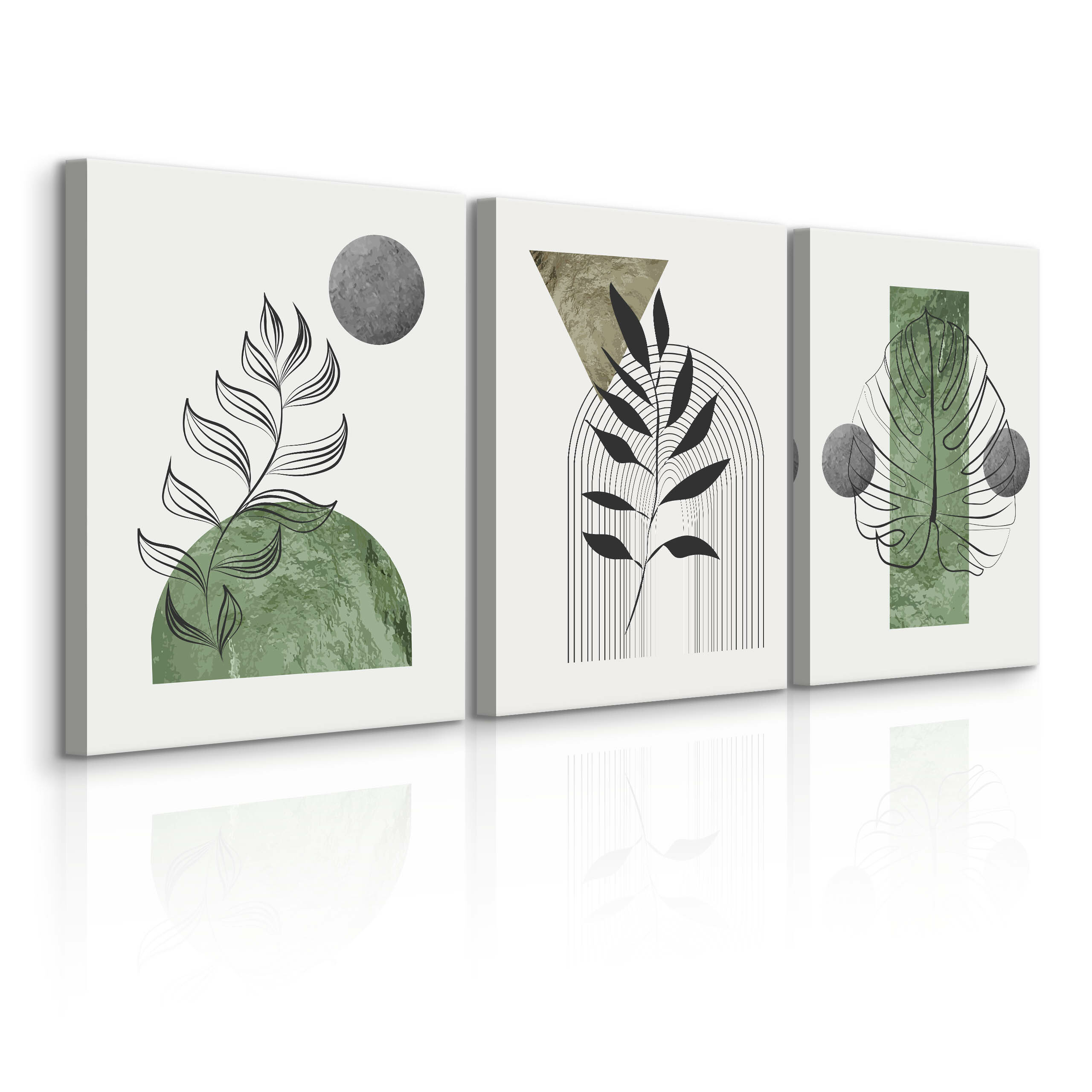 3x Obraz Set Liście Tropikalne W Stylu Boho 30x40cm