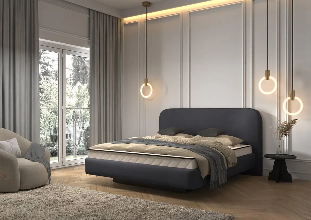 Bedframe Rosello 160 x 200 cm chenille met opbergruimte incl. matras