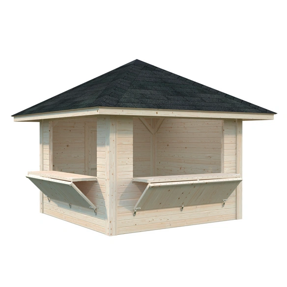 Marktstand »Bianca Set 105«, B x H x L: 300 x 319 x 300 cm, Braun, tauchgrundiert
